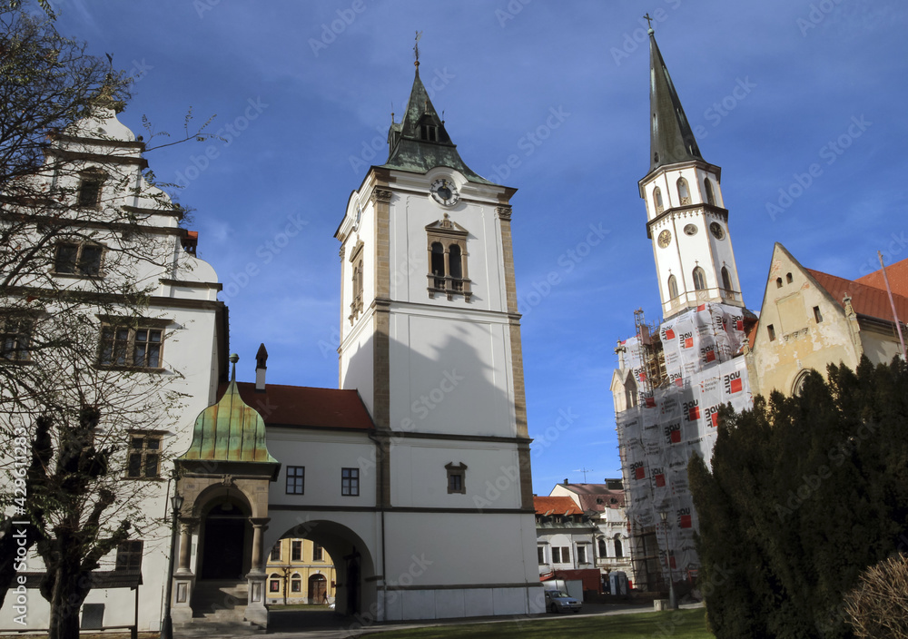 Roman Catholic St. Jaimes church and old town Hall in Levoca, Slovakia