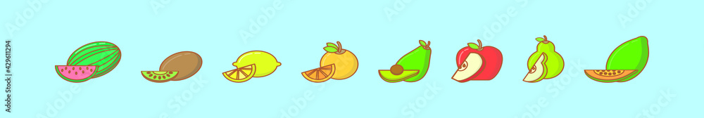 set of clementine cartoon icon design template with various models. vector illustration isolated on blue background set of clementine cartoon icon design template with various models. vector illustration isolated on blue background