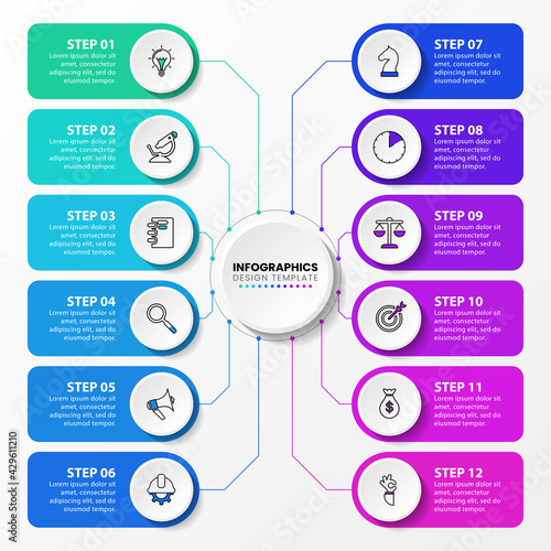 Infographic design template. Creative concept with 12 steps