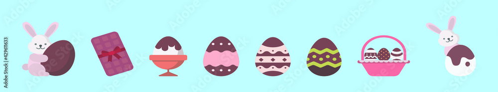 Obraz premium set of easter egg cartoon icon design template with various models. vector illustration isolated on blue background