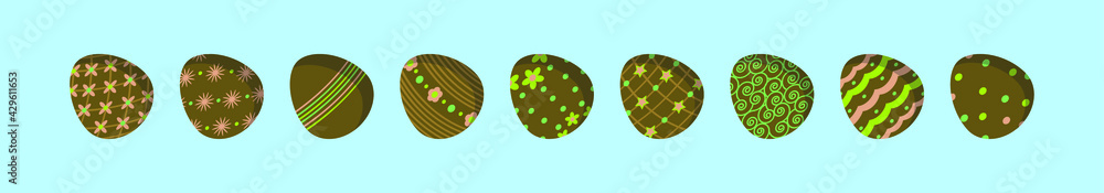 set of easter egg cartoon icon design template with various models. vector illustration isolated on blue background set of easter egg cartoon icon design template with various models. vector illustration isolated on blue background