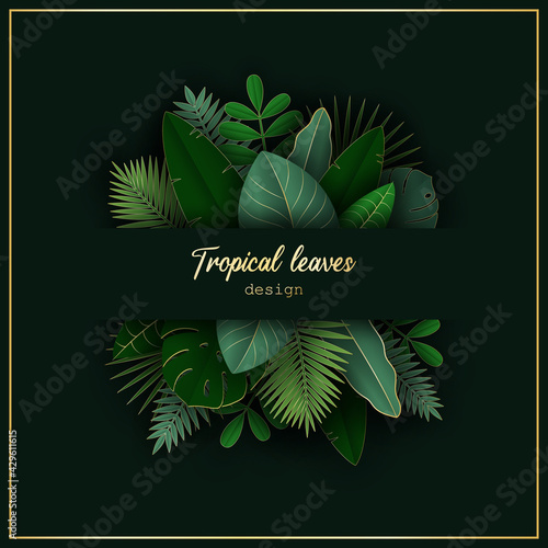 Summer abstract background with tropical leaves.