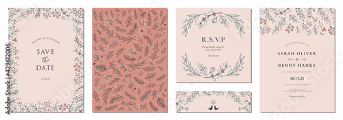 Modern universal artistic templates. Wedding invitations and corporate Holiday cards. Floral frames and backgrounds design. 