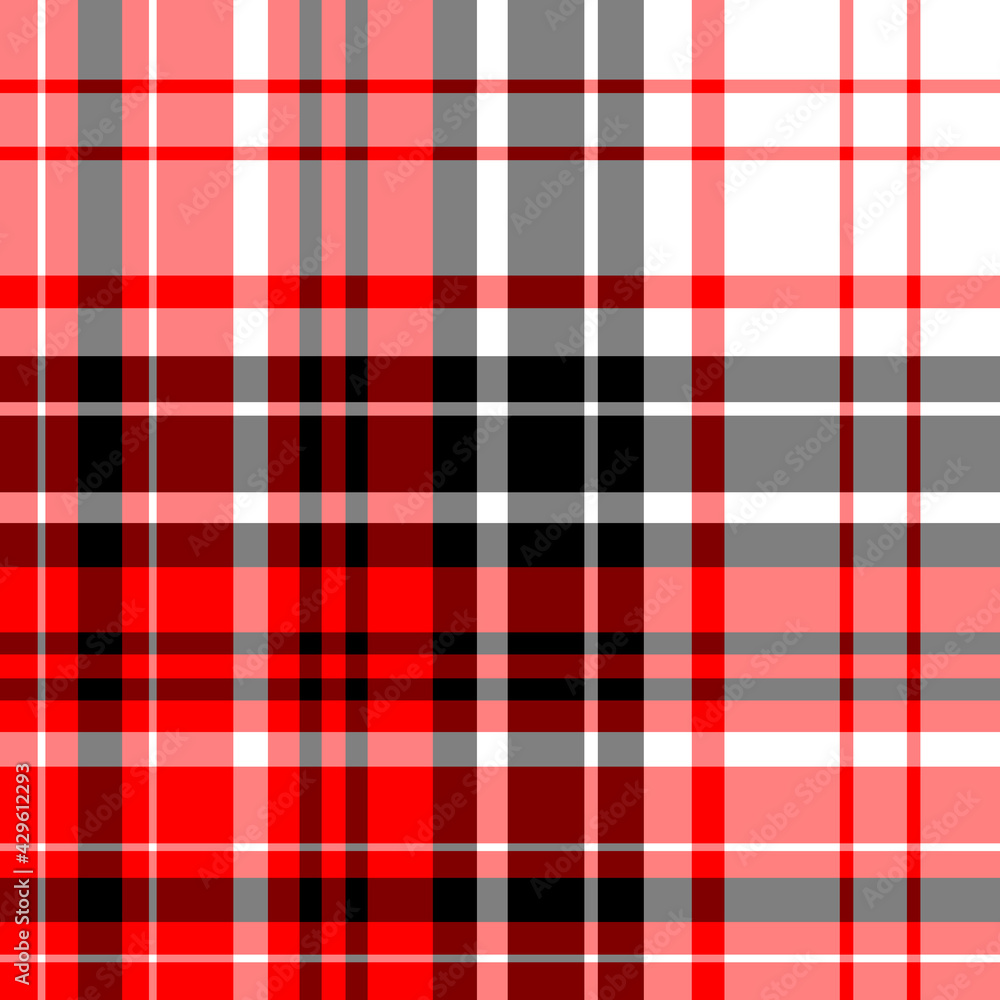 Seamless pattern in bright red, black and white colors for plaid, fabric, textile, clothes, tablecloth and other things. Vector image. Seamless pattern in bright red, black and white colors for plaid, fabric, textile, clothes, tablecloth and other things. Vector image.
