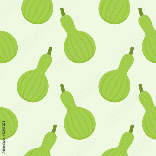 bottle gourd flat design seamless pattern. Vector illustration of art. Vintage background. Kitchen and restaurant design for fabrics, paper