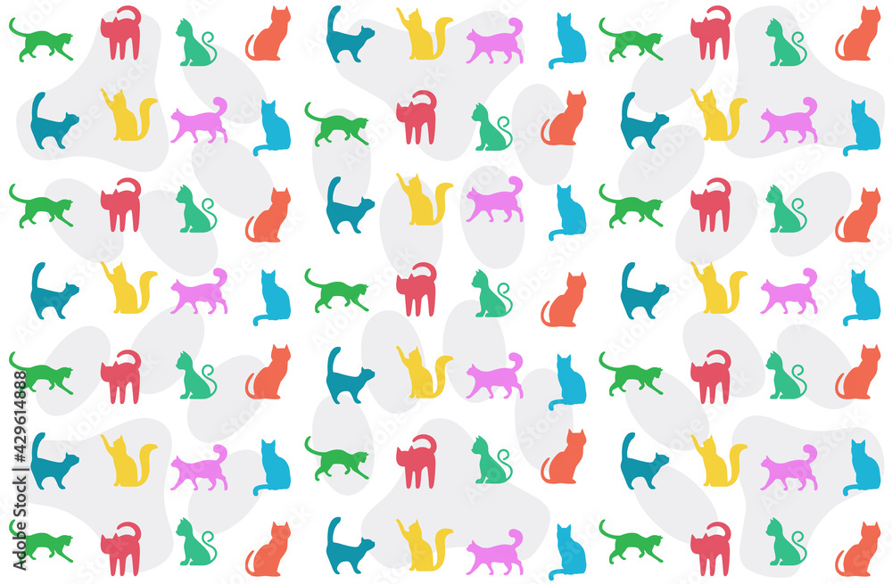 Multicolored background and packaging with cats.