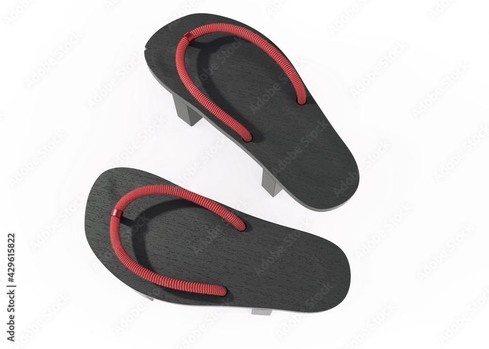 3D render of traditional Japanese wooden shoes (Geta) 3D render of traditional Japanese wooden shoes (Geta)