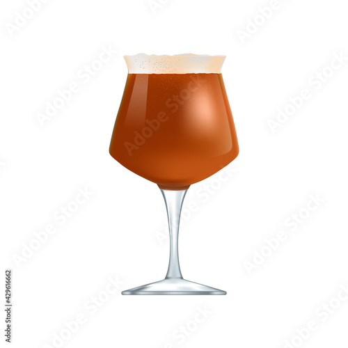 Teku glass of beer IPA isolated on white background. Vector illustration. photo