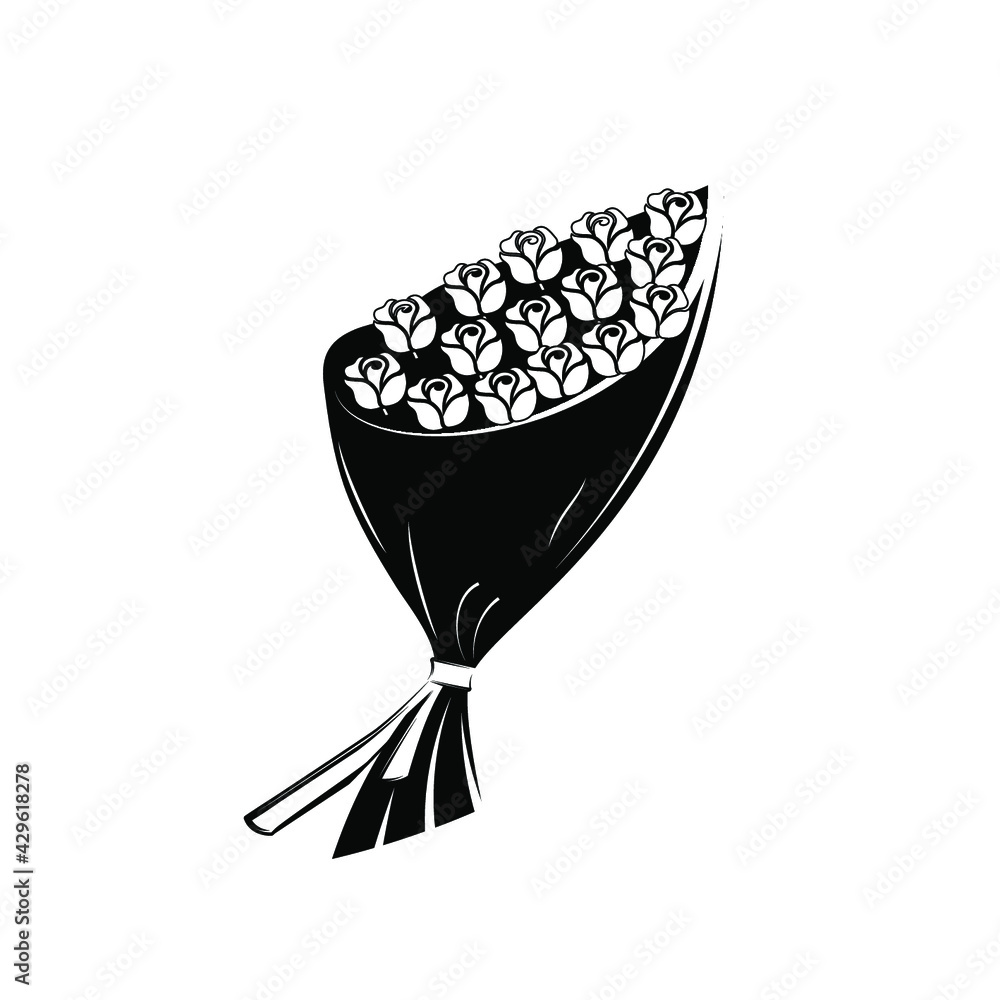 Flower bouquet icon on the background Flower bouquet icon on the background