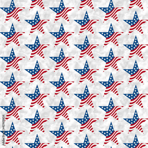 Illustration red  white and blue USA flag stars pattern background that is seamless