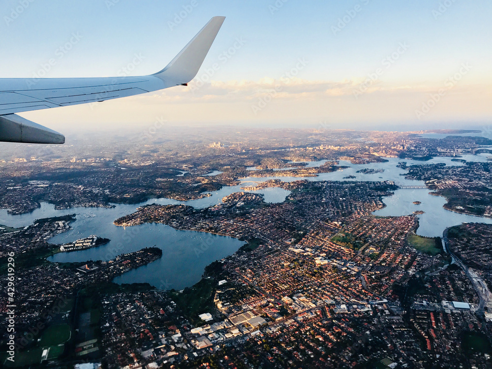 Fototapeta premium view from the plane sydney bay