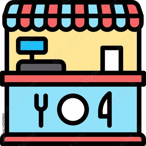 Food booth icon, Supermarket and Shopping mall related vector