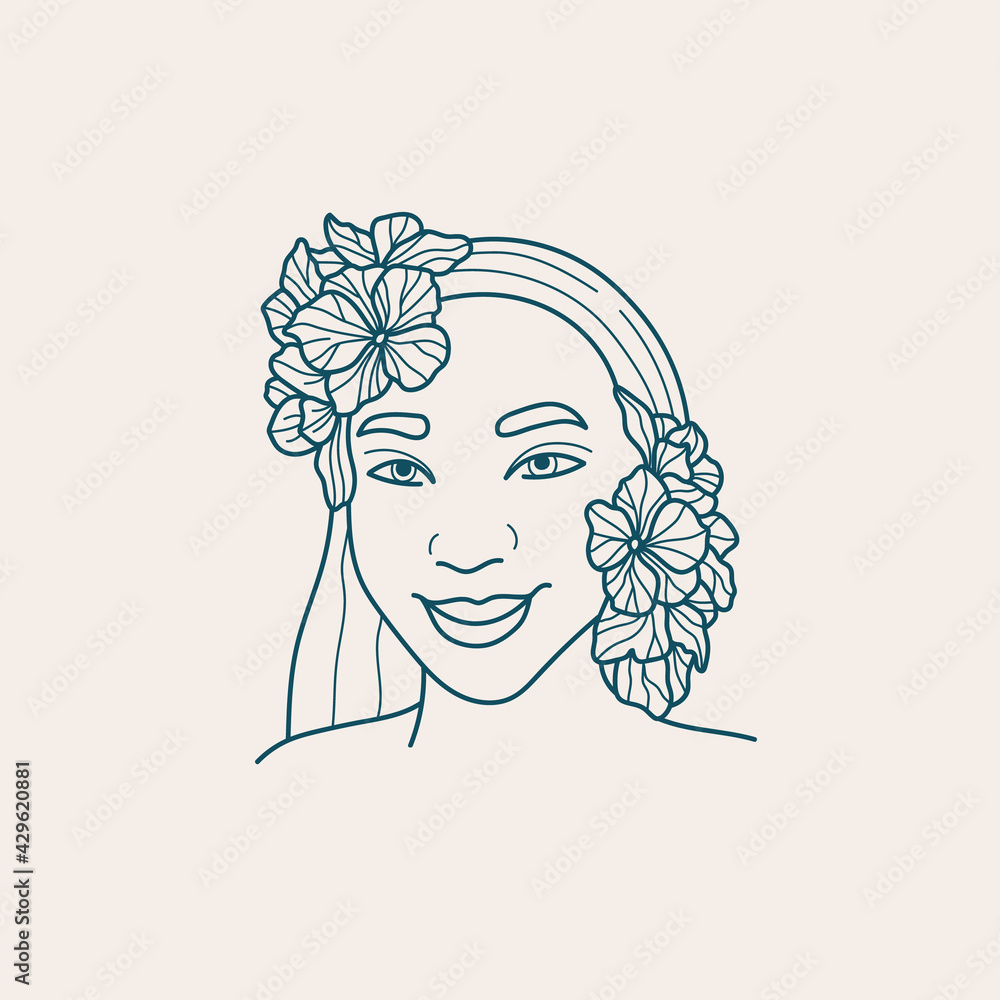 Modern abstract faces with flowers. Minimalism concept. Line art drawing style. Contemporary silhouette of woman. Hand drawn trendy vector posters, illustrations for print. Modern abstract faces with flowers. Minimalism concept. Line art drawing style. Contemporary silhouette of woman. Hand drawn trendy vector posters, illustrations for print.