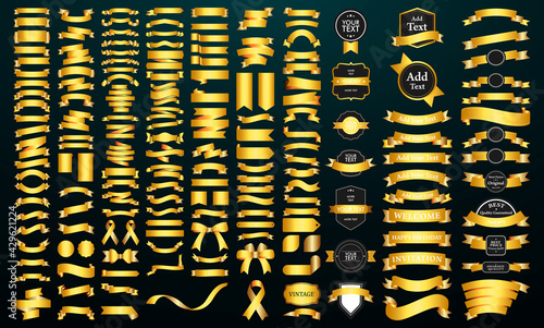 Beautiful Ribbons, Tags and Bows Collection Set Vector Design Eps 10