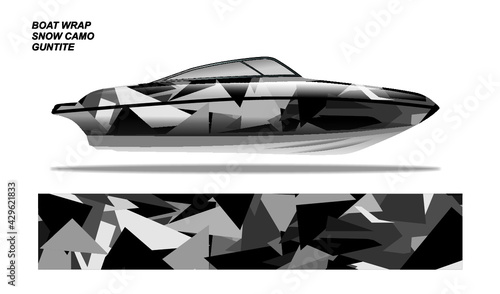 Snow Camo Boat Wrap