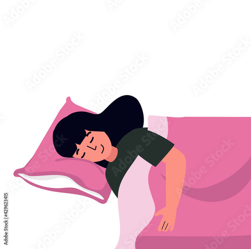young woman  Sleeping  relax  with Pillow vector