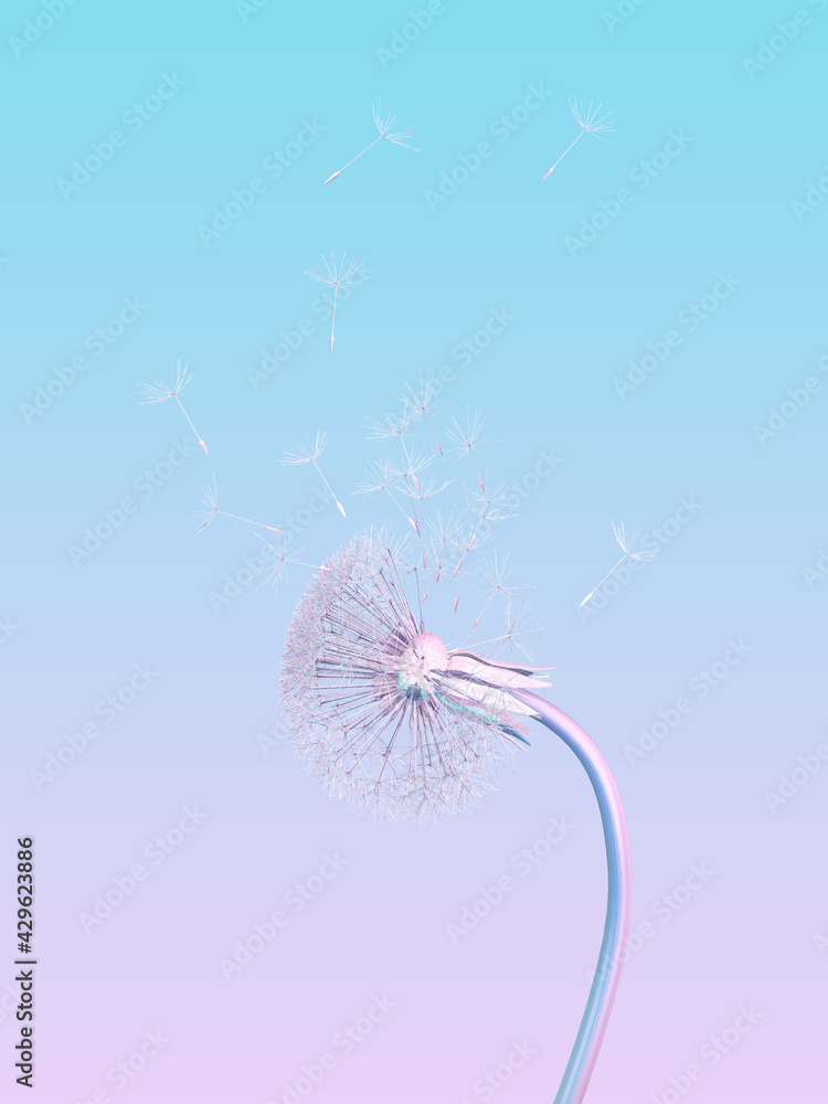 dandelion particles fly up