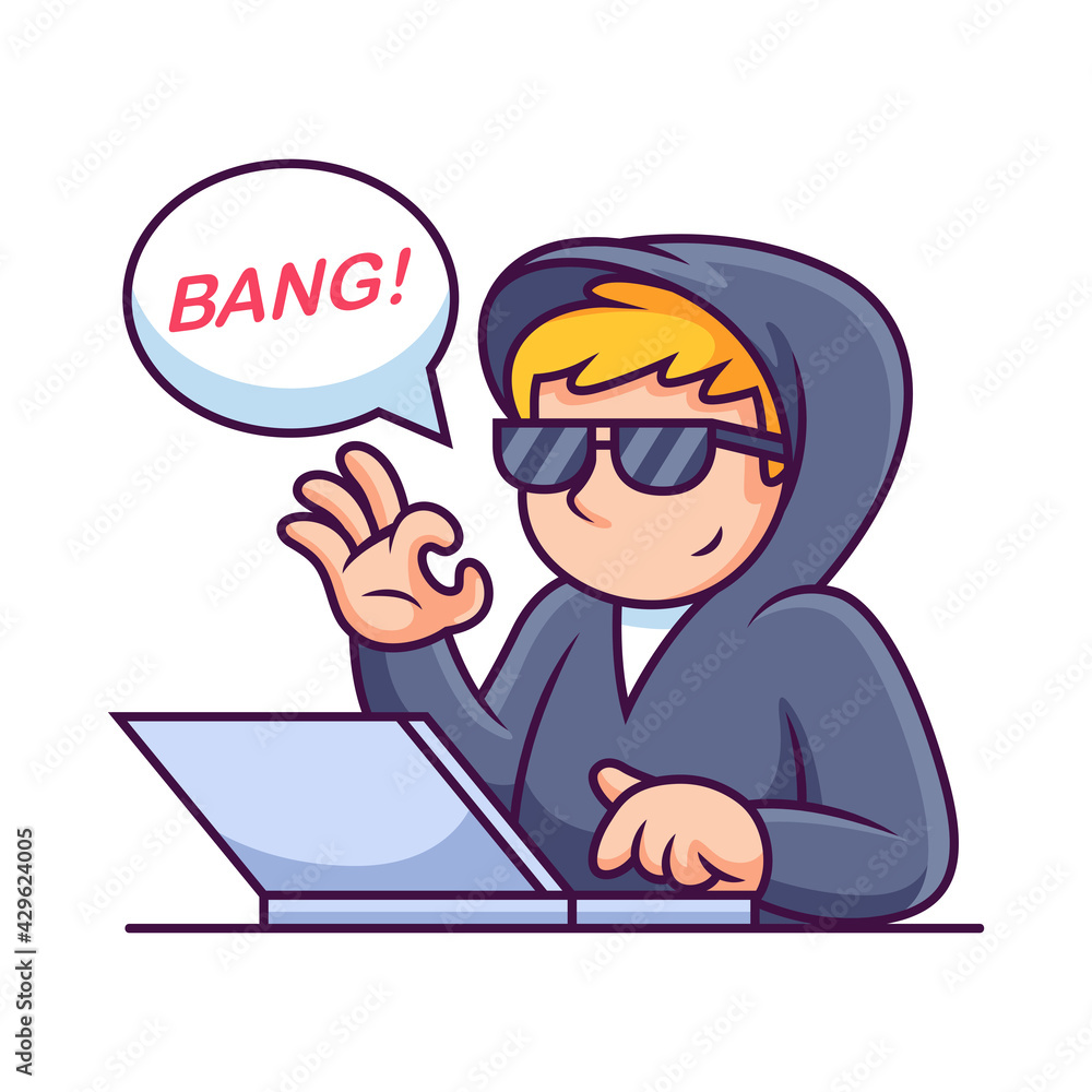 Hacker Operating A Laptop Vector Icon Illustration. Vector Icon Illustration, Isolated on Premium Vector Hacker Operating A Laptop Vector Icon Illustration. Vector Icon Illustration, Isolated on Premium Vector