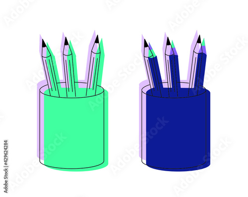 pencils cup illustration vector clip-art  element