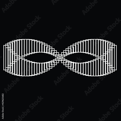 Infinity Symbol .Vector Curved Lines . Design Element . Black Painted Stripes . Used as Banner . Template , endless Logo .