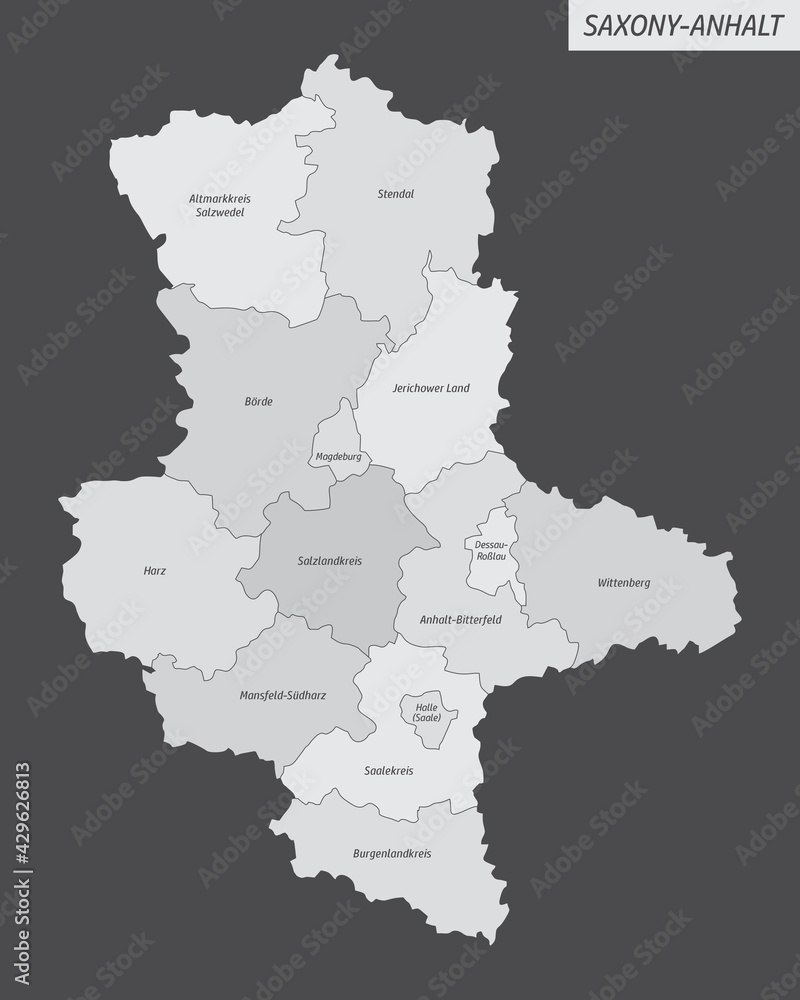 Saxony-Anhalt state administrative map
