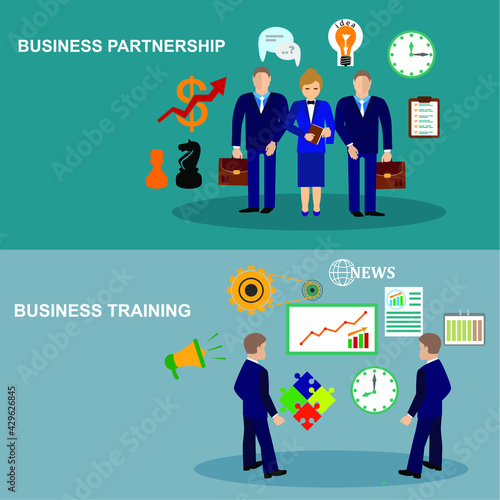 Planning and strategy, finance, investment, teamwork, time management, development, technology, business, creativity graphic design icons set .