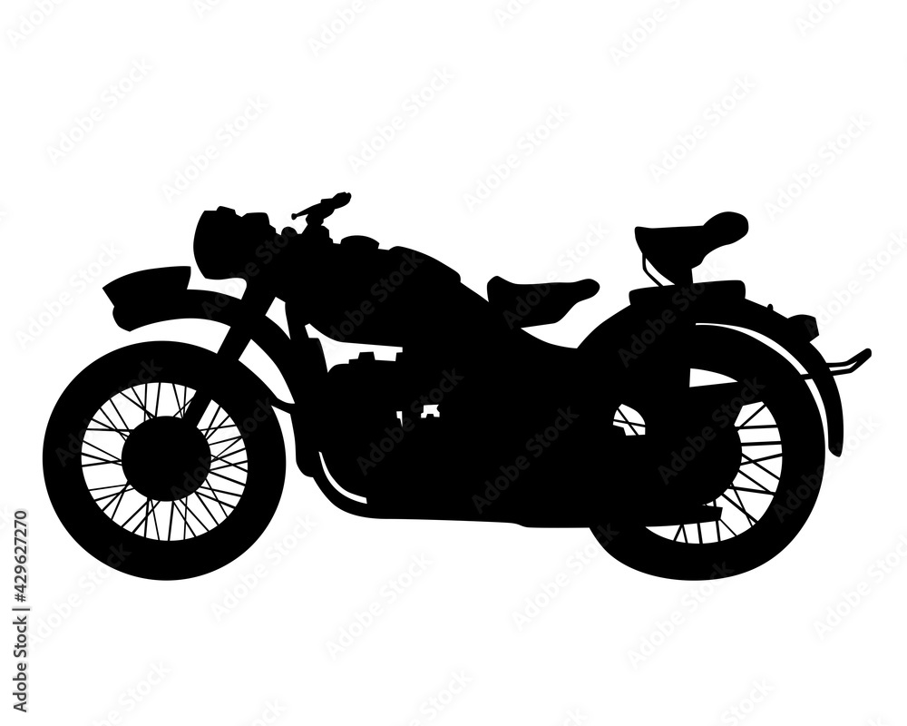 Obraz premium Retro motorcycle rides on the road. Isolated object on white background