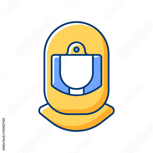 Surgical helmet RGB color icon. Protective wear from virus infection. Uniform to work with contaminated materials. Quarantine safety. Disposable PPE for hazard. Isolated vector illustration