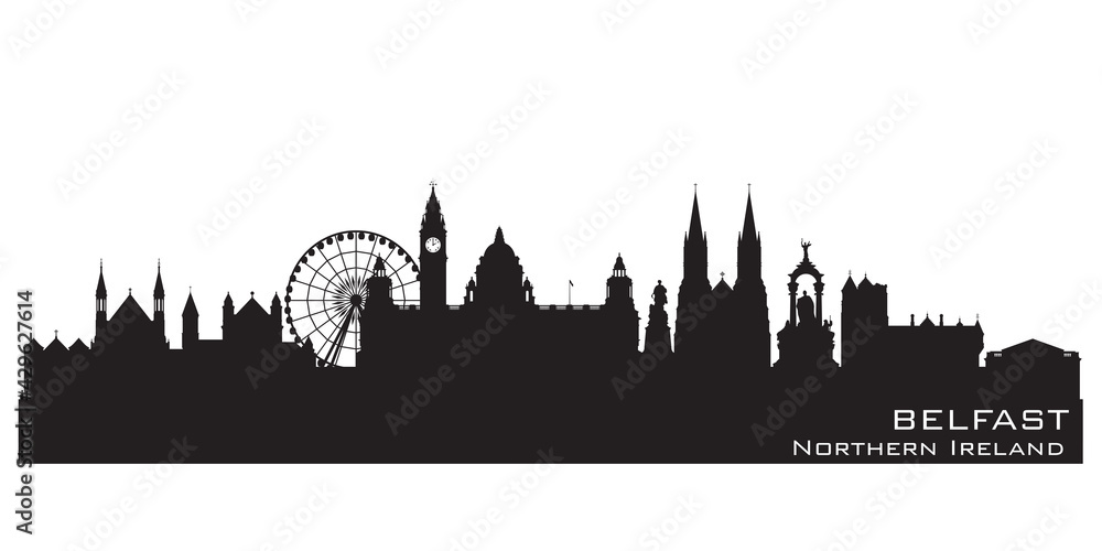 Belfast Northern Ireland city skyline vector silhouette