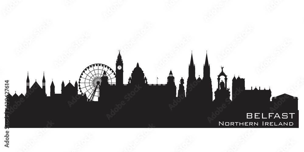 Belfast Northern Ireland city skyline vector silhouette Belfast Northern Ireland city skyline vector silhouette