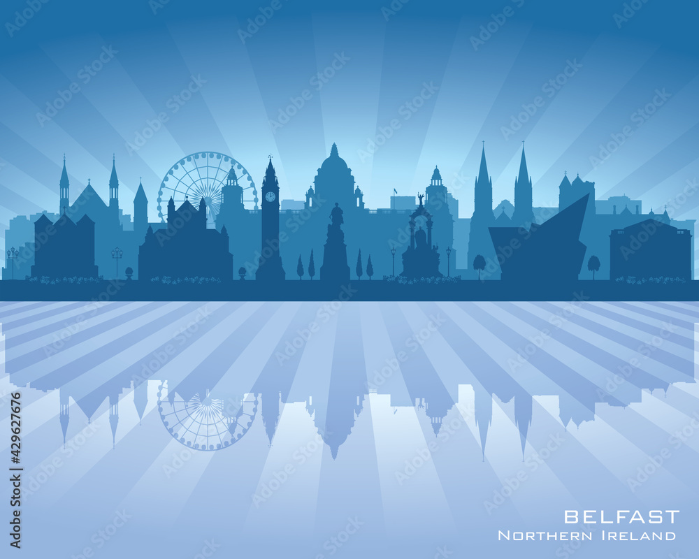 Obraz premium Belfast Northern Ireland city skyline vector silhouette