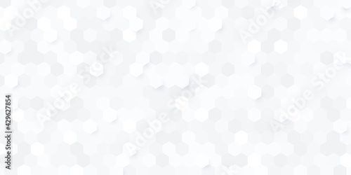 White and grey hexagon pattern background. Geometric shape abstract banner design. Silver color modern and minimal style. You can use for cover template, poster, flyer, print ad. Vector illustration