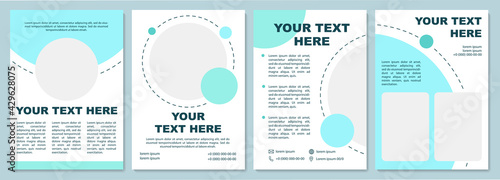 Simple cyan brochure template. Flyer, booklet, leaflet print, cover design with copy space. Bright corporate theme for product. Vector layouts for magazines, annual reports, advertising posters