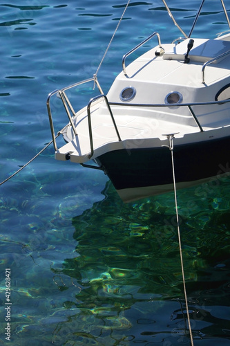 Small boat and beautiful clear sea on island Lastovo, Croatia.