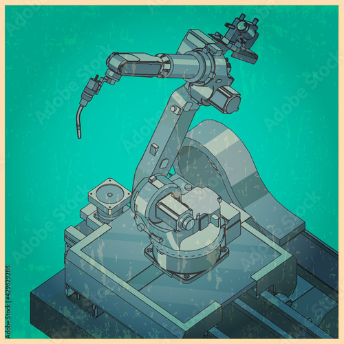 Robotic Welding Machine Retro Poster