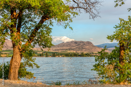 Beautiful view of golden sunset on Osoyoos lake photo