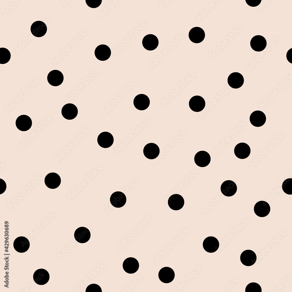Black circles and white background. Dots located in different places. Vector.