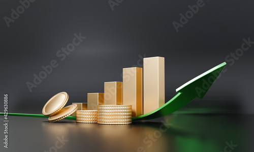Foto Cryptocurrency trend trading and growing, bitcoin rising all time high with graph, bitcoin investment on smartphone concept
