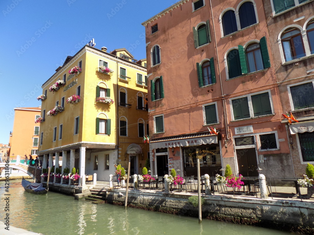 Venice, Italy, Canal in a Commercial District with Hotels