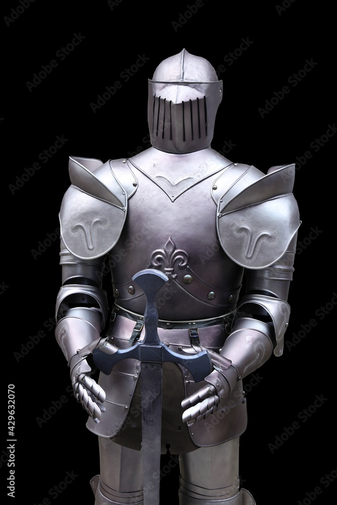 Medieval knight armor - isolated on black