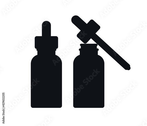 Vector set of flat essence oil bottle silhouette isolated on white background