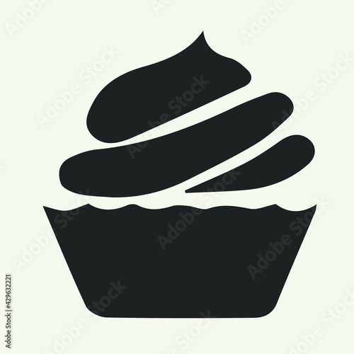 Cupcake icon and illustration. Sweet candy creme pie and sweet chocolate muffin, Mug and cake.