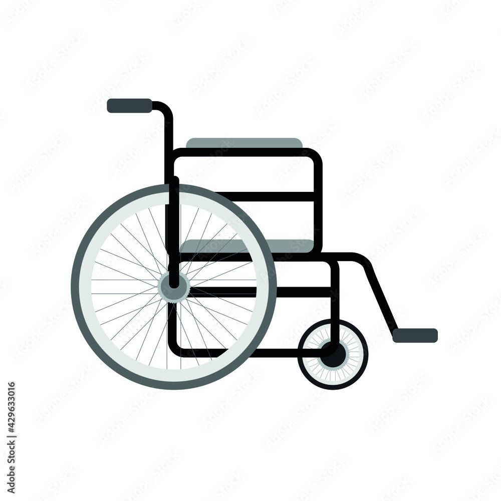 Vector flat colored wheelchair isolated on white background