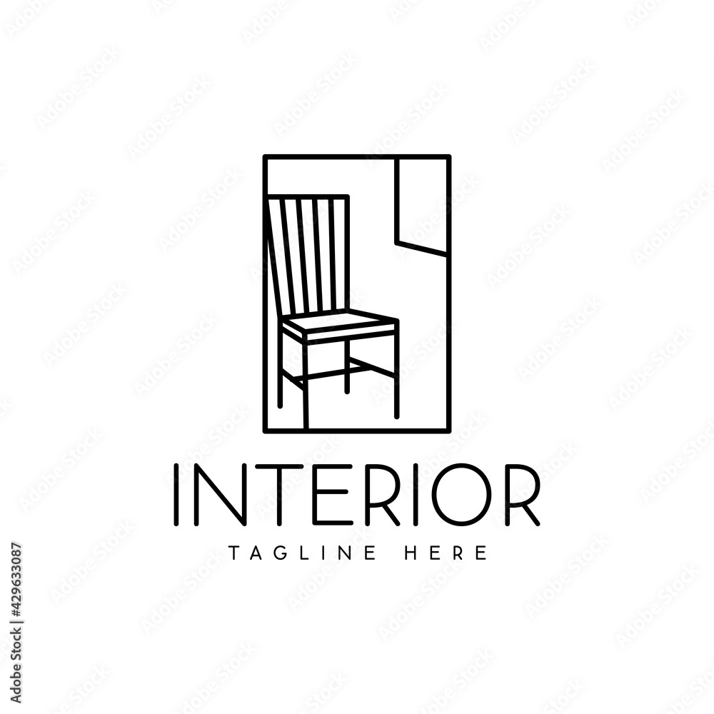 interior design logo silhouette luxury classic chair room decoration