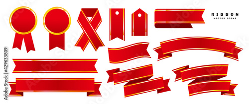 ribbon icons in various shapes vector illustration