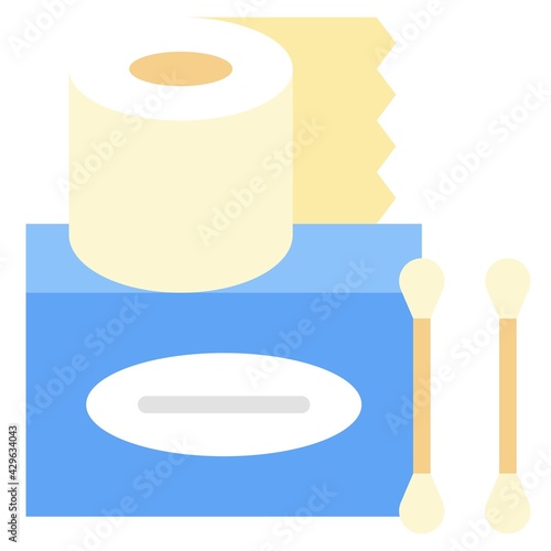 Tissue paper and Cotton swab icon, Supermarket and Shopping mall related vector