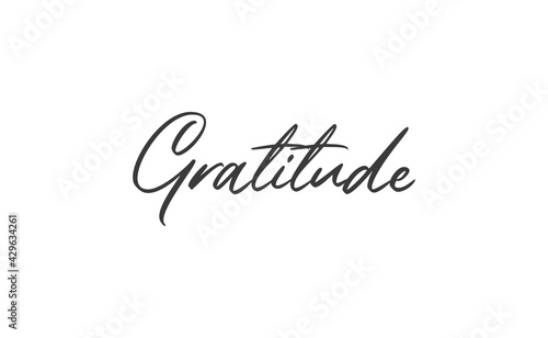 Gratitude word lettering design. Hand drawn lettering style. Thankful and motivational message.