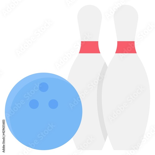 Bowling ball and pins icon, Supermarket and Shopping mall related vector