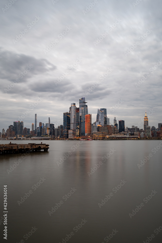 Midtown Manhattan from Hoboken, NJ on a cloudy evening