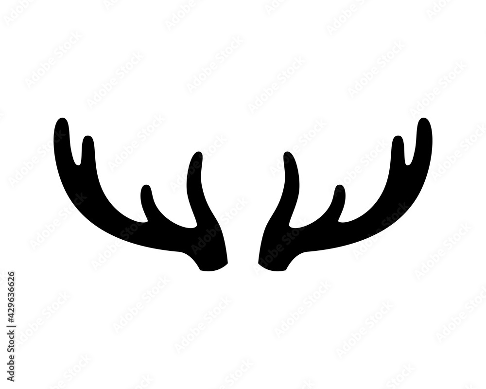 Deer antlers on a white background. Vector illustration. Icon